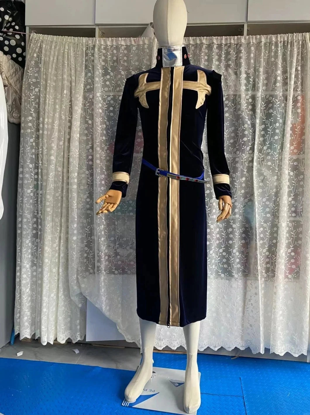 JoJo's Bizarre Adventure Enrico Pucci Long Navy Blue Cosplay Costume