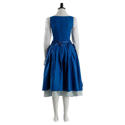 Emma Watson Belle Blue Peasant Cosplay Dress Village Costume