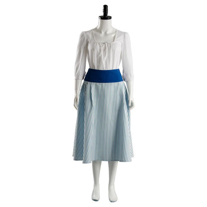 Emma Watson Belle Blue Peasant Cosplay Dress Village Costume